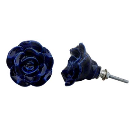 Navy Blue Rose Knob