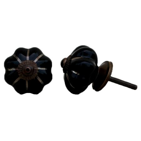 Black Silver Medium Knob