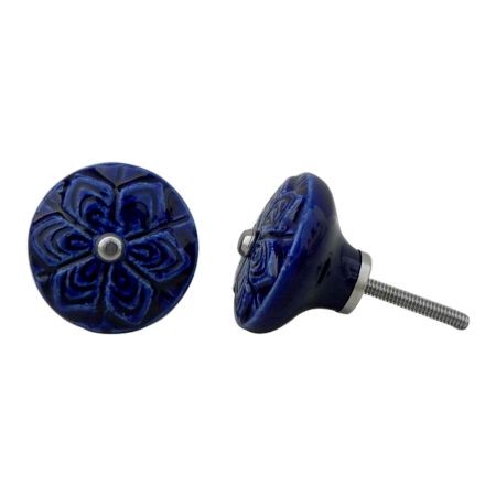 Navy Wheel Flower Knob