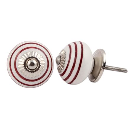 Cherry Striped Ceramic Knob
