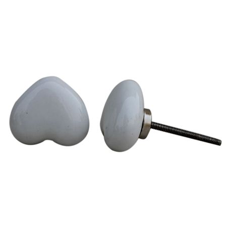 White Heart Ceramic Knob