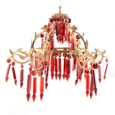 Red Glass Chandelier Lighting.
