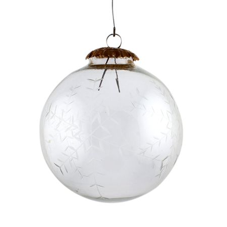 Clear Leaf Cut Round Christmas Hanging