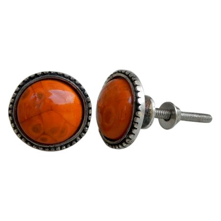 Orange Glass Metal Knobs