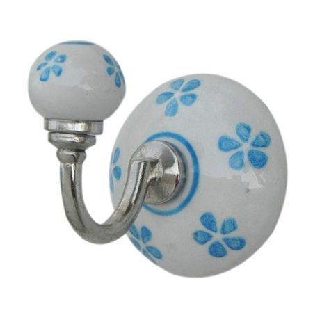 Turquoise Floral Ceramic Hooks