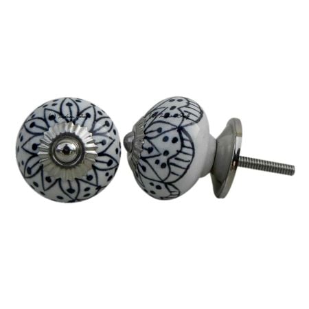 Black Aster Flower Dresser Knob