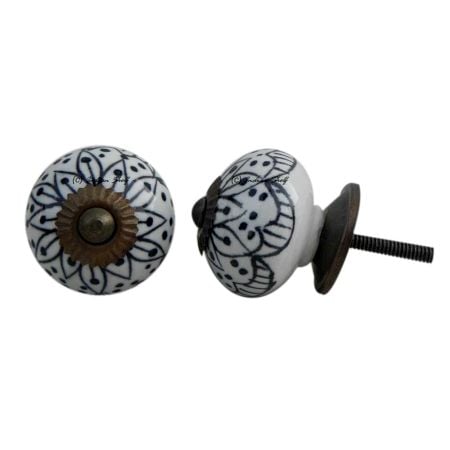 Black Aster Flower Dresser Knob