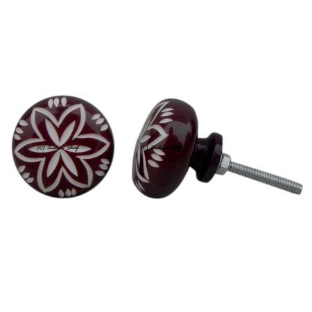 Chocolate Floral Flat Knob