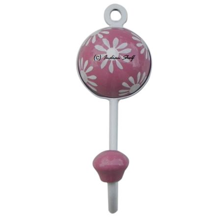 Pink Floral Decorative Wall Hooks