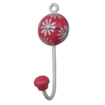 Red Floral Decorative Wall Hooks