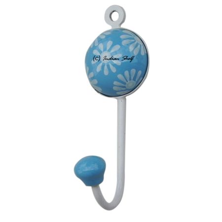 Turquoise Floral Decorative Wall Hooks