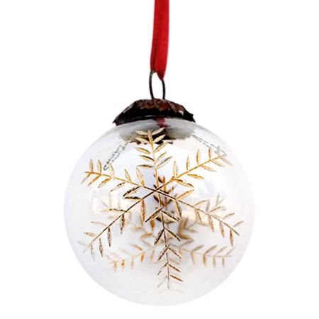 Clear Plum Golden Leaf Christmas Hanging-1