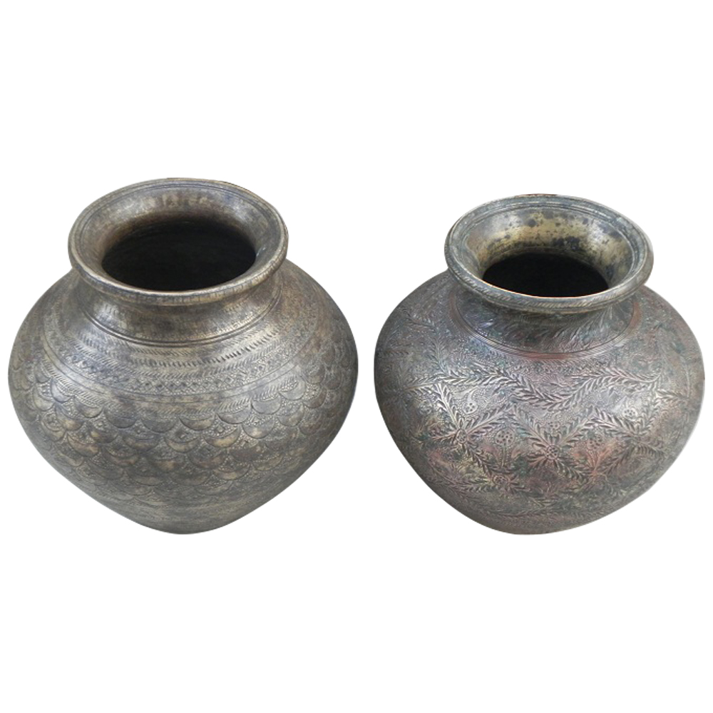 North Indian Engraved Bronze Water Pot