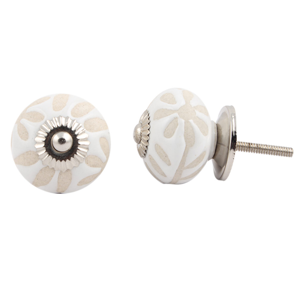 White Etched Ceramic Knob-25