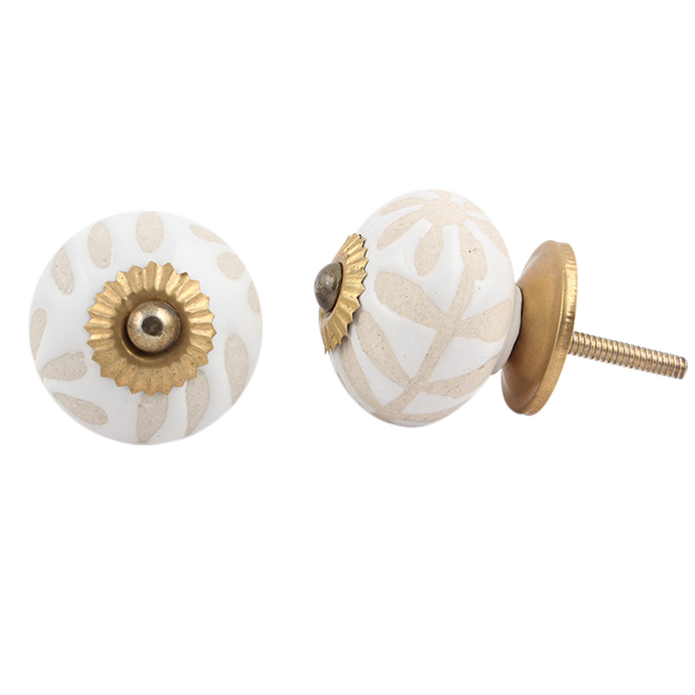 White Etched Ceramic Knob-25