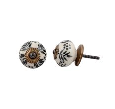 Black Leaf Round Ceramic Drawer Knob Online