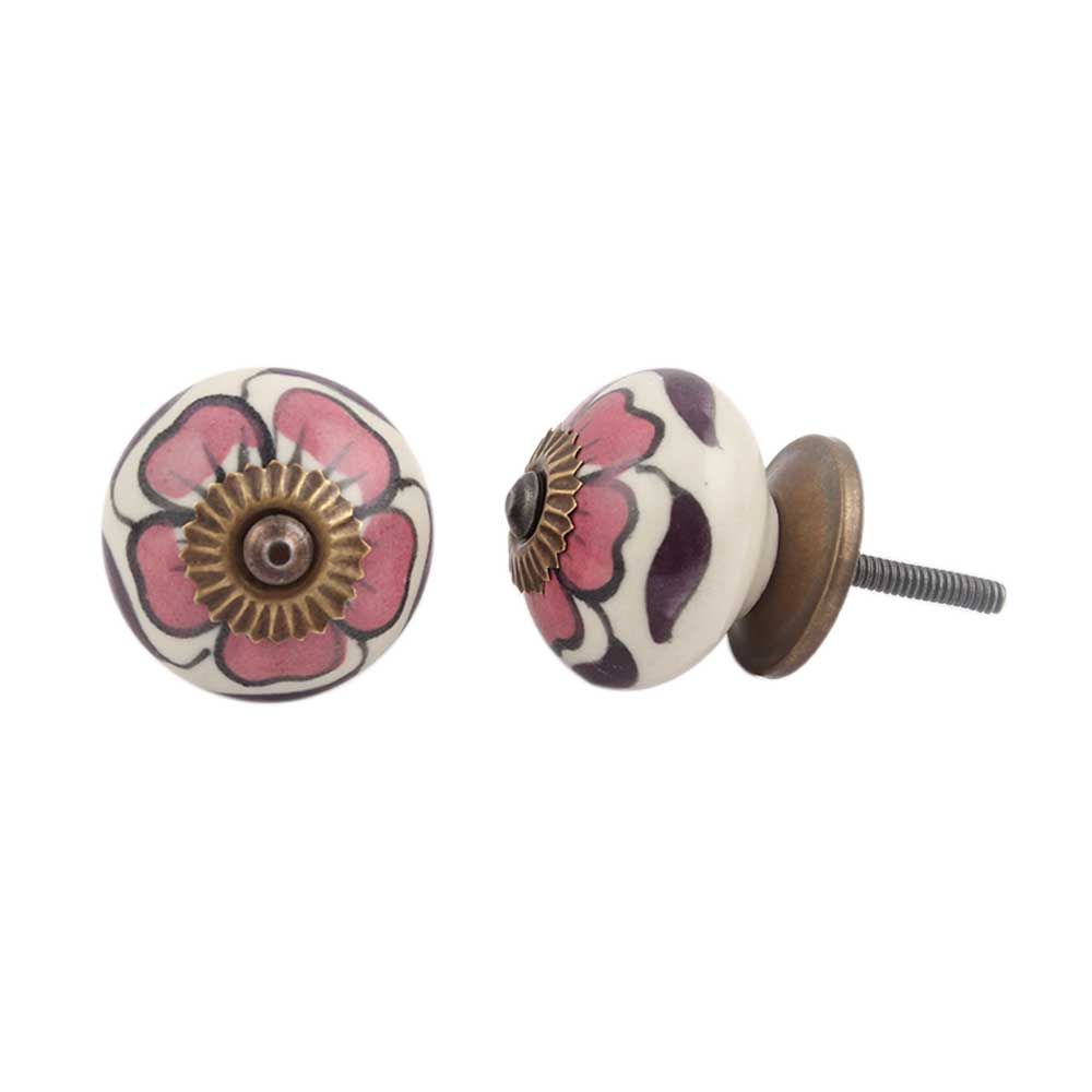 Maroon Flower Knob