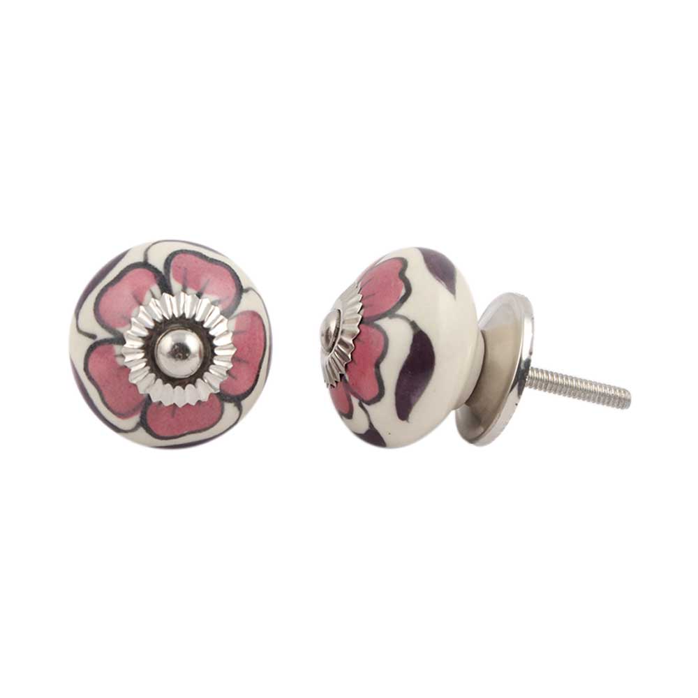 Maroon Flower Knob