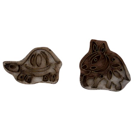 Set of 2 Piece Animal Super Fine Wooden Printing Block