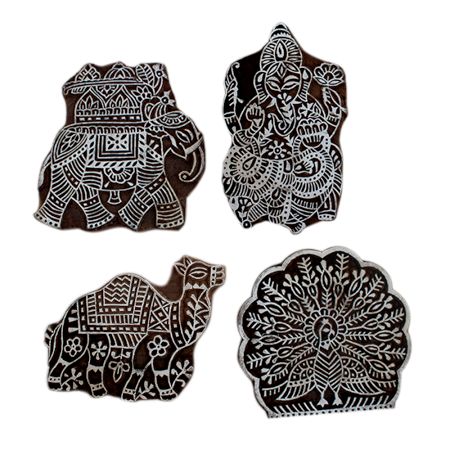 Set of 4 Piece New Wooden Printing Block