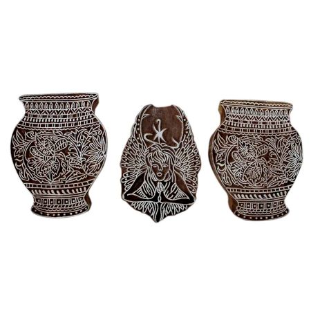 Set of 3 Piece New Wooden Printing Block