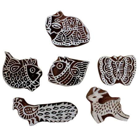Set of 6 Piece New Mix Wooden Printing Block
