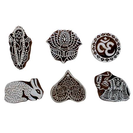 Set of 6 Piece New Mix Wooden Printing Block