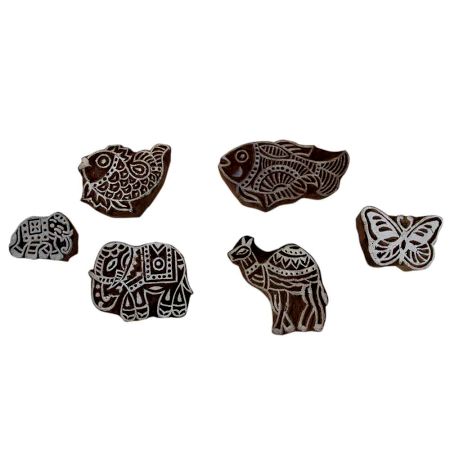 Set of 6 Piece New Mix Wooden Printing Block
