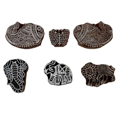 Set of 6 Piece New Mix Wooden Printing Block