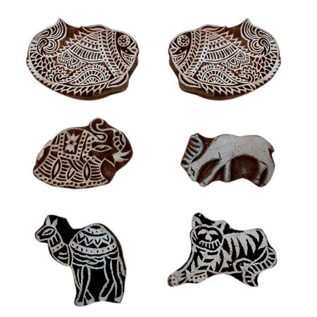 Set of 6 Piece New Mix Wooden Printing Block