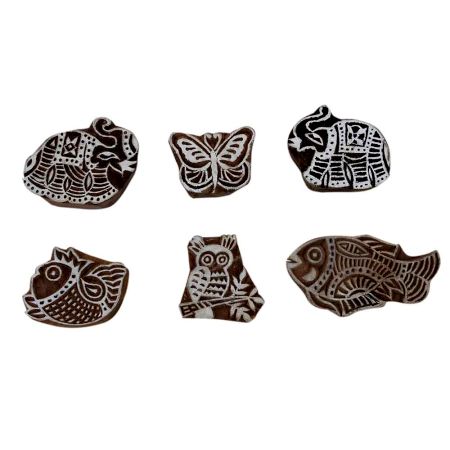 Set of 6 Piece New Mix Wooden Printing Block