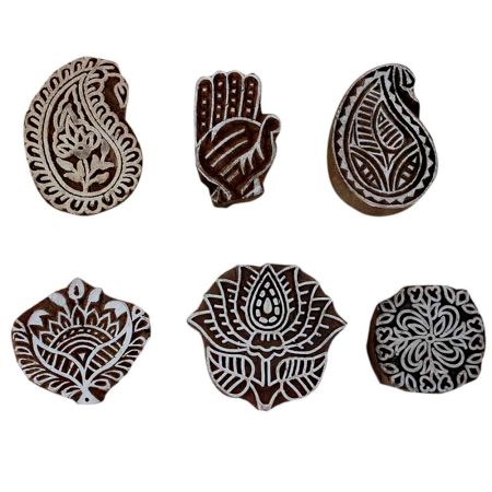 Set of 6 Piece New Mix Wooden Printing Block