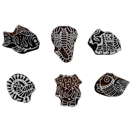 Set of 6 Piece New Mix Wooden Printing Block