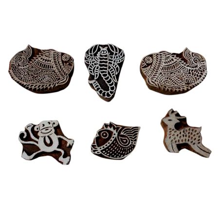 Set of 6 Piece New Mix Wooden Printing Block