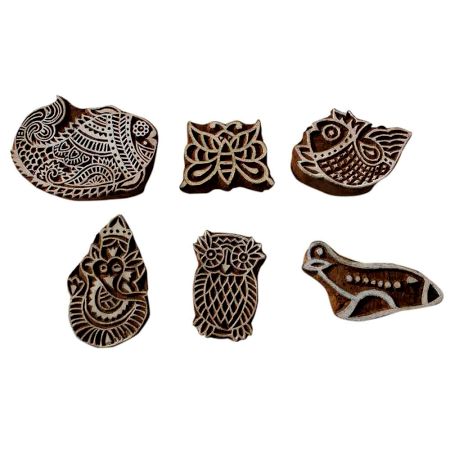 Set of 6 Piece New Mix Wooden Printing Block