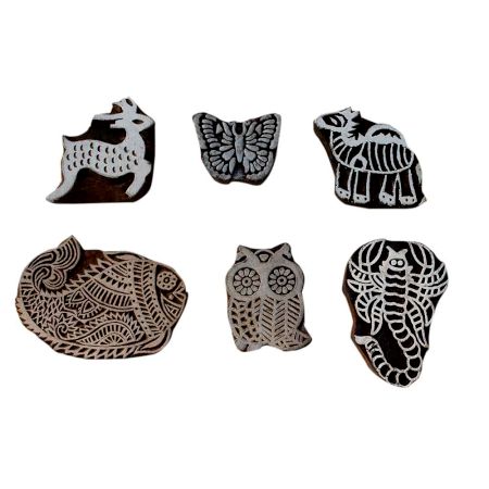 Set of 6 Piece New Mix Wooden Printing Block
