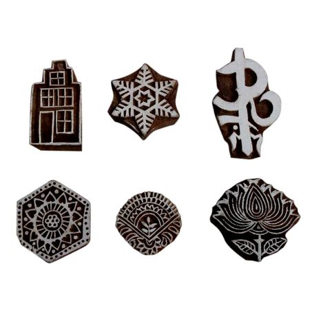 Set of 6 Piece New Mix Wooden Printing Block