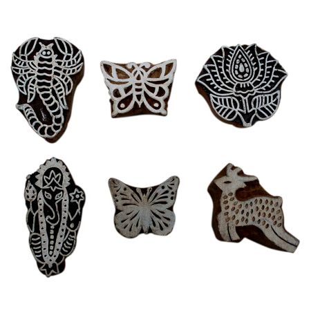 Set of 6 Piece New Mix Wooden Printing Block
