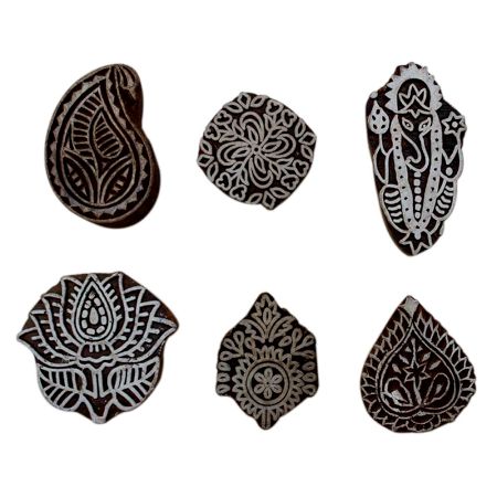 Set of 6 Piece New Mix Wooden Printing Block