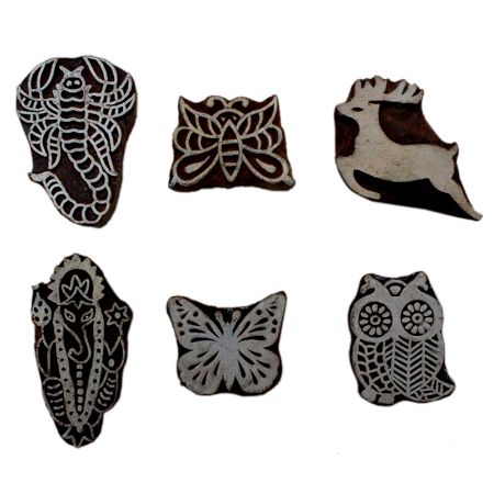 Set of 6 Piece New Mix Wooden Printing Block
