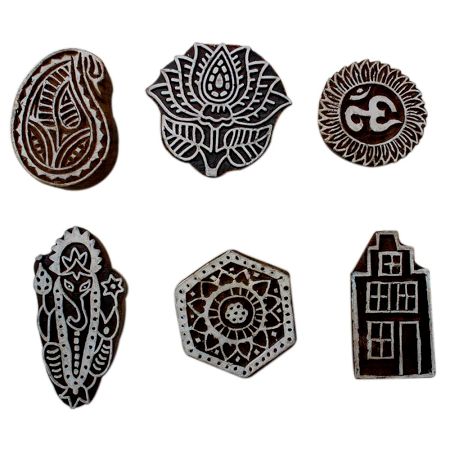 Set of 6 Piece New Mix Wooden Printing Block
