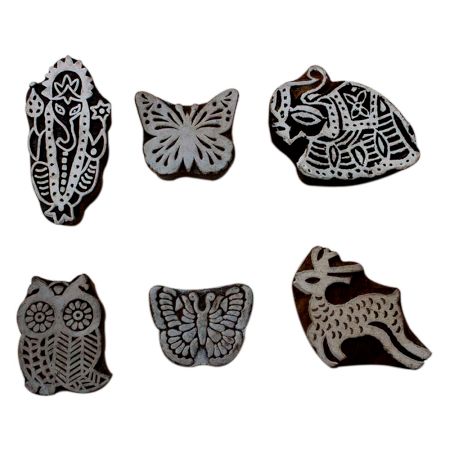 Set of 6 Piece New Mix Wooden Printing Block