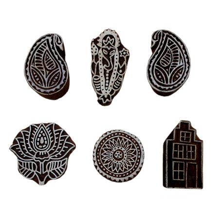 Set of 6 Piece New Mix Wooden Printing Block