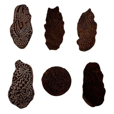 Set of 6 Piece New Mix Wooden Printing Block