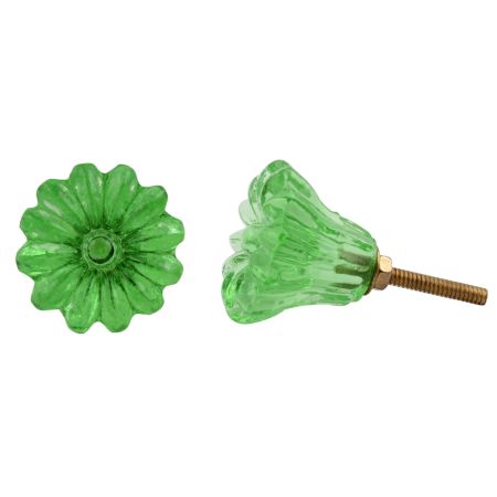 Green Sunflower Glass Knob