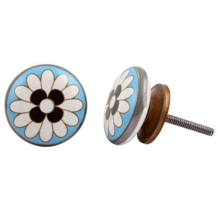 Round Flower Flat Knob