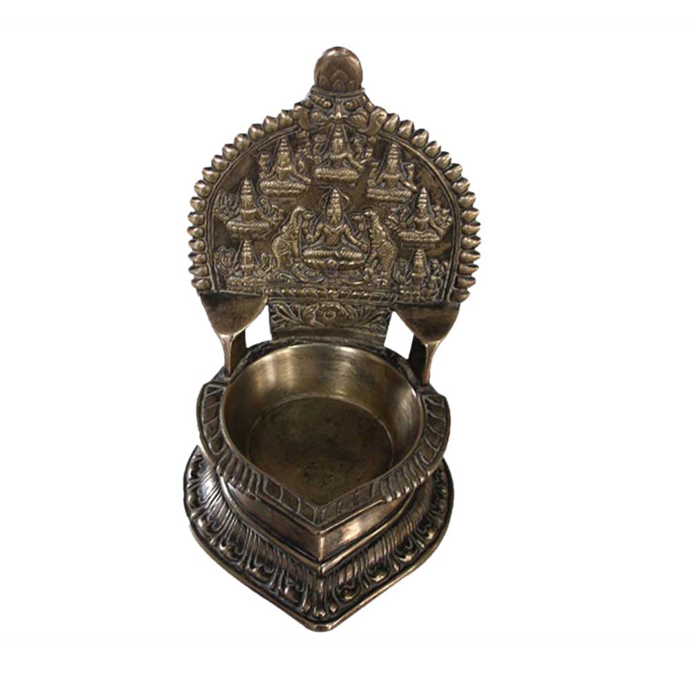 Gaj Laxmi Brass Oil Lamp (Ht-7.75 Inches)