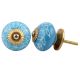 Turquoise Leaf Floral Ceramic Knob