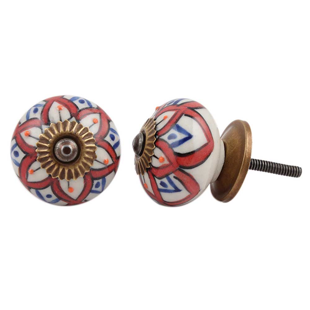 Mixed Floral Ceramic Cabinet Knob