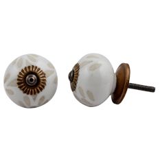 White Etched Ceramic Knob 50